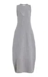 Ulla Johnson Nevina Curved-seam Merino Wool Knit Maxi Dress In Grey