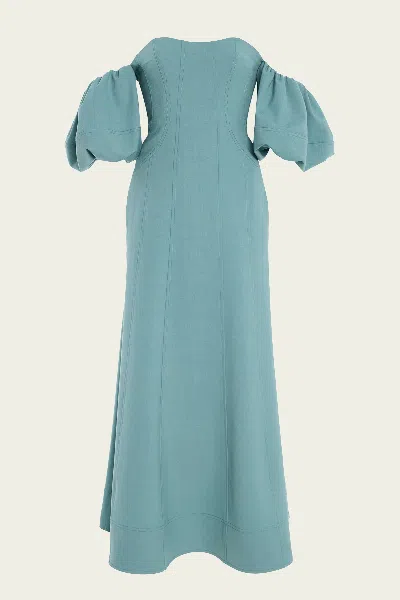 Ulla Johnson Nina Off-the-shoulder Dress In Ocean In Green