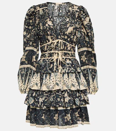 Ulla Johnson Nina Printed Cotton-blend Minidress In Rainforest