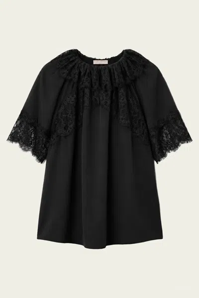 Ulla Johnson Nina Short-sleeve Silk Blouse In Noir