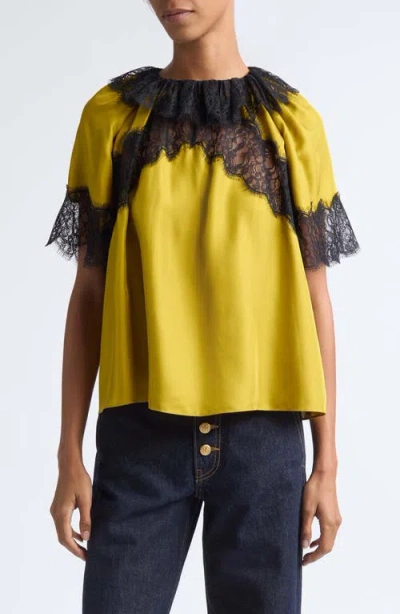 Ulla Johnson Nina Silk Top In Yellow