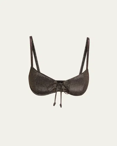 Ulla Johnson Noa Tie-front Bikini Top In Noir