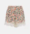 Ulla Johnson Noella Floral Lace-trimmed Silk Shorts