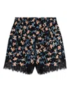 Ulla Johnson Noella Floral-print Lace-trim Shorts In Black