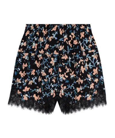Ulla Johnson Noella Floral-print Lace-trim Shorts In Black