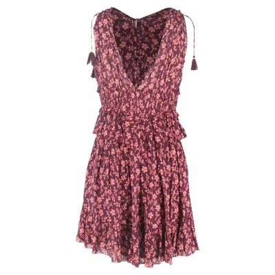 Ulla Johnson Noelle Floral-print Mini Dress In Burgundy Cotton In Red