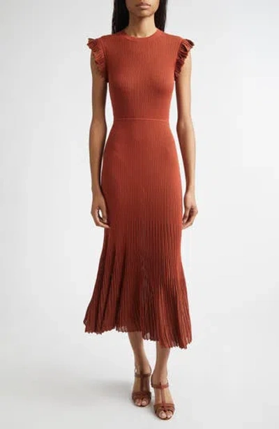 Ulla Johnson Noelle Metallic Knit Dress In Copper