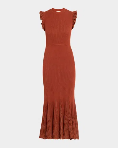 Ulla Johnson Noelle Sparkly Sleeveless Midi Dress In Red