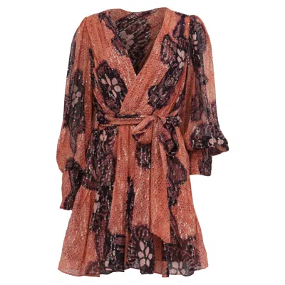Ulla Johnson Noemi Printed Wrap Mini Dress In Orange Silk