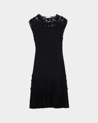 Ulla Johnson Noemie Crochet-trimmed Ribbed Mini Dress In Black