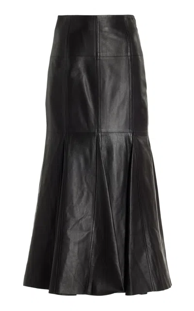 Shop Ulla Johnson Noemie Leather Maxi Skirt In Black