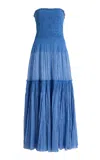 Ulla Johnson Nora Strapless Cotton-blend Maxi Dress In Blue