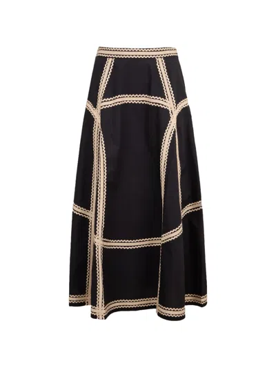 Ulla Johnson Norah A-line Trim Midi Skirt In Black