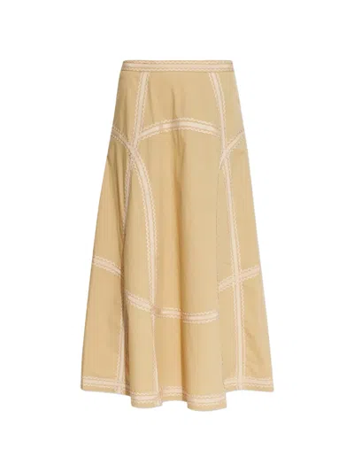 Ulla Johnson Norah Panelled Midi Skirt In Brown