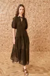 Ulla Johnson Nova Embroidered Cotton Midi Dress In Militaire