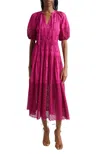 Ulla Johnson Nova Eyelet Puff Sleeve Dress In Pink