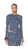 Ulla Johnson Nova Ruched Jersey Top In Multi