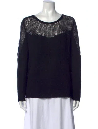Pre-owned Ulla Johnson Nylon Crew Neck Sweater In Black