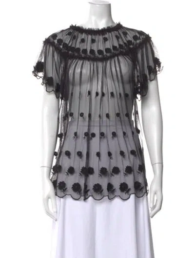 Pre-owned Ulla Johnson Nylon Floral Print Blouse In Black