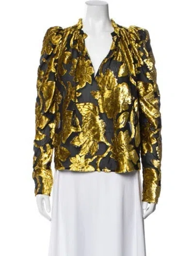 Pre-owned Ulla Johnson Nylon Floral Print Blouse In Multi