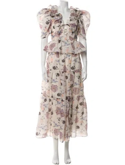 Pre-owned Ulla Johnson Nylon Floral Print Skirt Set W/ Tags In Neutral