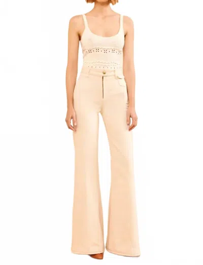 Ulla Johnson Odelia High Rise Wide Flare Jeans In Cowrie In Pink