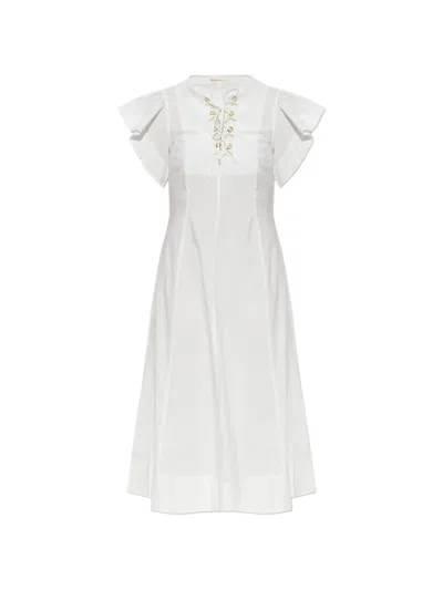 Ulla Johnson Odessa Ruffled-sleeve Midi Dress In White