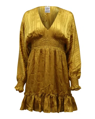 Ulla Johnson Odette Mini Dress In Gold Silk