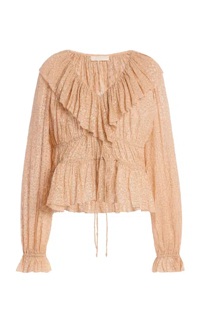 Ulla Johnson Odilia Ruffled Silk-blend Top In Black