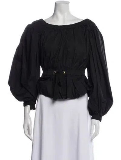 Pre-owned Ulla Johnson Off-the-shoulder Long Sleeve Blouse In Black