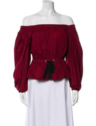 Pre-owned Ulla Johnson Off-the-shoulder Long Sleeve Blouse In Burgundy