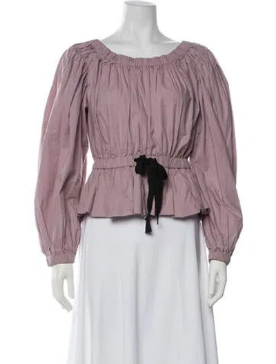 Pre-owned Ulla Johnson Off-the-shoulder Long Sleeve Blouse In Purple