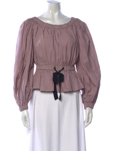 Pre-owned Ulla Johnson Off-the-shoulder Long Sleeve Blouse In Purple
