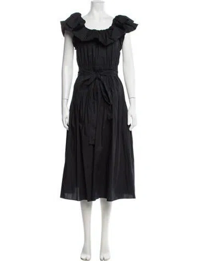 Pre-owned Ulla Johnson Off-the-shoulder Midi Length Dress In Black