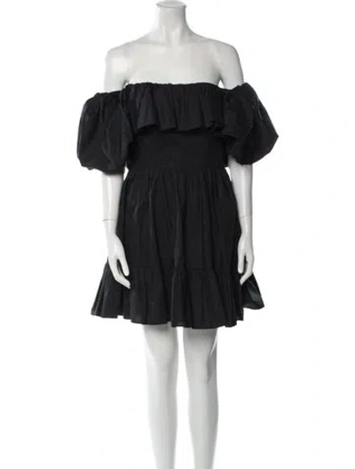 Pre-owned Ulla Johnson Off-the-shoulder Mini Dress In Black