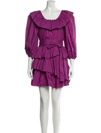 Pre-owned Ulla Johnson Off-the-shoulder Mini Dress In Pink