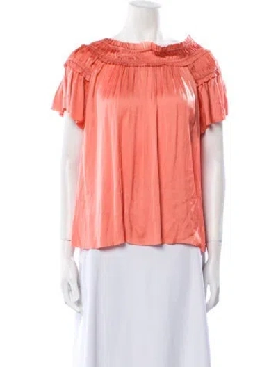 Pre-owned Ulla Johnson Off-the-shoulder Short Sleeve Blouse In Orange