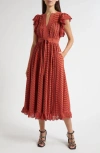 Ulla Johnson Olga Flutter Sleeve Midi Dress In Brown
