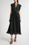 Ulla Johnson Olga Flutter Sleeve Midi Dress In Multi
