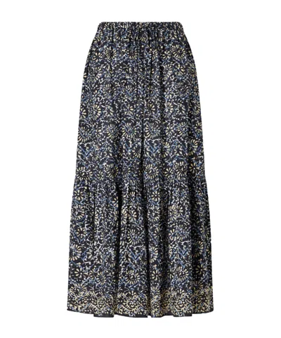Ulla Johnson Olina Printed Cotton-blend Midi Skirt In Black