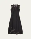Ulla Johnson Olivette Embroidered Midi Dress In Noir