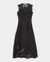 Ulla Johnson Olivette Embroidered Midi Dress In Noir