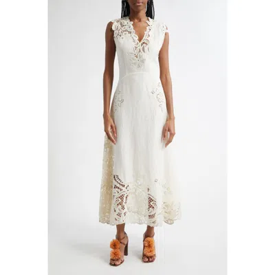 Ulla Johnson Olivette Lace & Linen Dress In Pristine