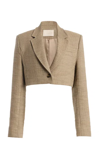 Ulla Johnson Ondine Cotton-linen Cropped Blazer In Gray