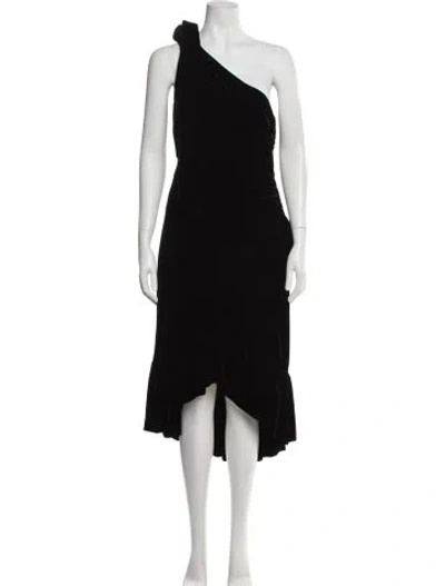 Pre-owned Ulla Johnson One-shoulder Knee-length Dress In Black