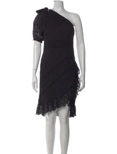 Pre-owned Ulla Johnson One-shoulder Knee-length Dress In Black