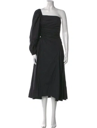 Pre-owned Ulla Johnson One-shoulder Long Dress In Black