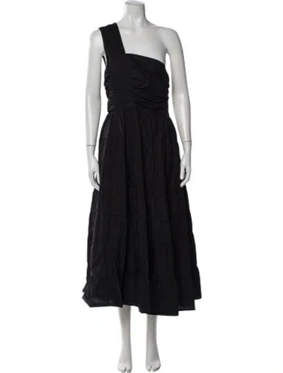 Pre-owned Ulla Johnson One-shoulder Long Dress In Black