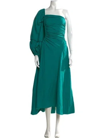 Pre-owned Ulla Johnson One-shoulder Long Dress In Green