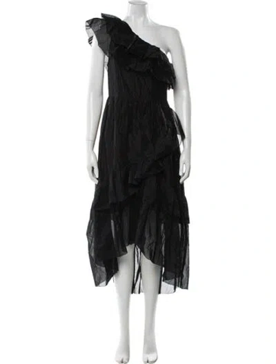 Pre-owned Ulla Johnson One-shoulder Midi Length Dress In Black